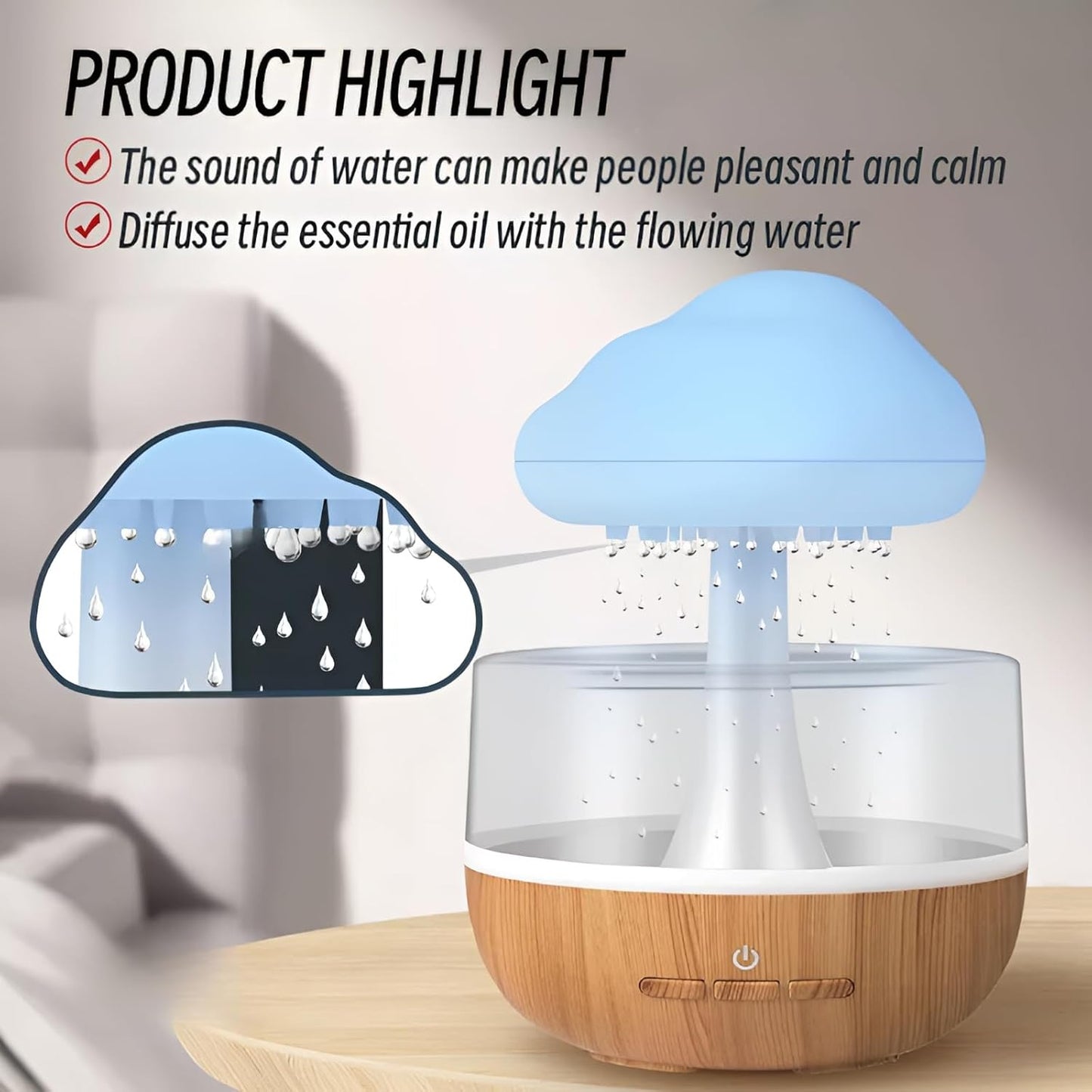 YangCloud® – Difusor de Nube de Lluvia | Humidificador y Luz Nocturna ASMR