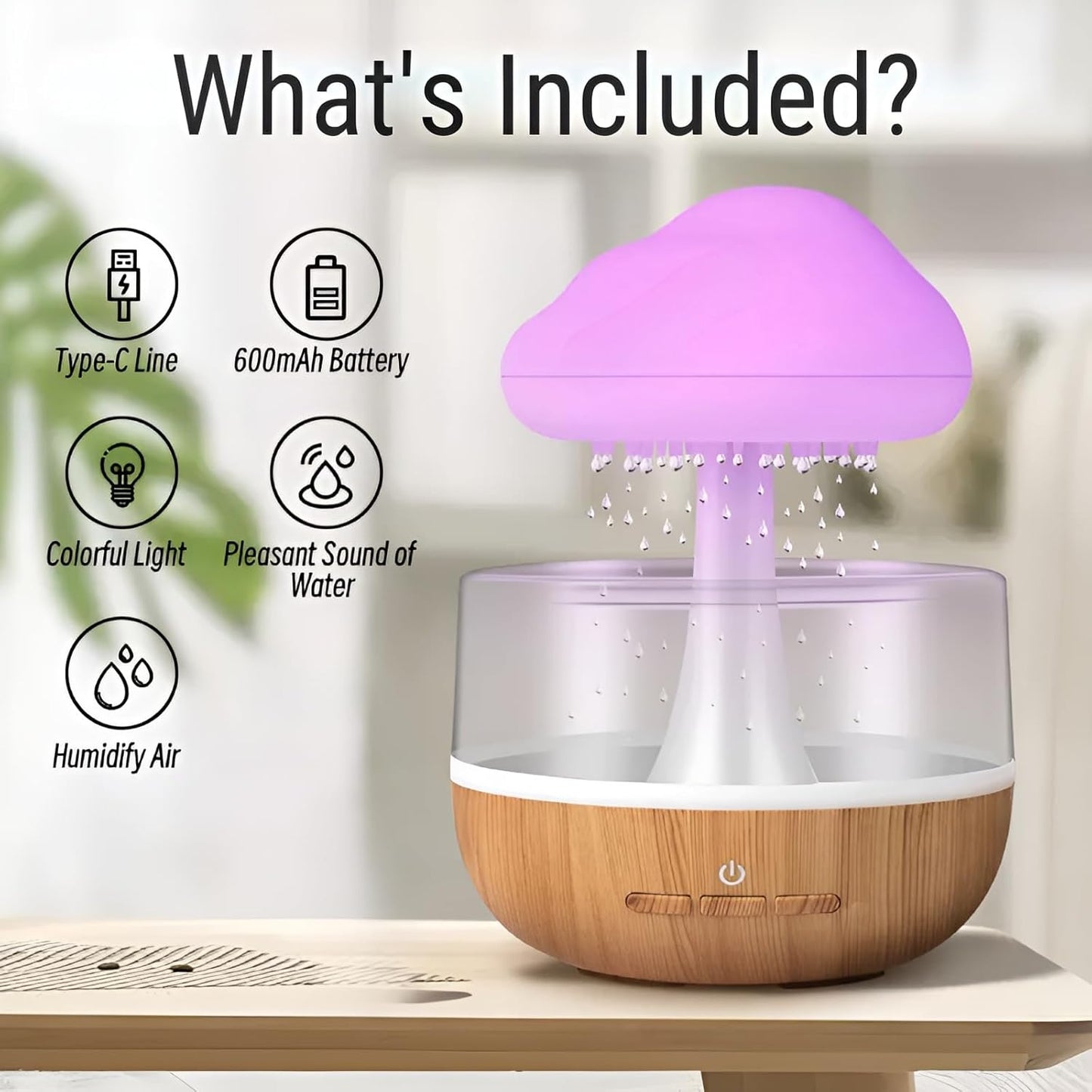 YangCloud® – Difusor de Nube de Lluvia | Humidificador y Luz Nocturna ASMR